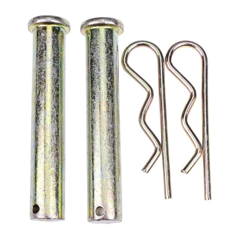 Two Pack Lift Cylinder Clevis Pin Kit For Power V And Power VXT With RT2 And RT3 Mounts, Standard To Super Duty Steel Or Poly Build, Trip Edge RT3 Compatible, HDW05563 MSC05674, showing two steel clevis pins and two clips.