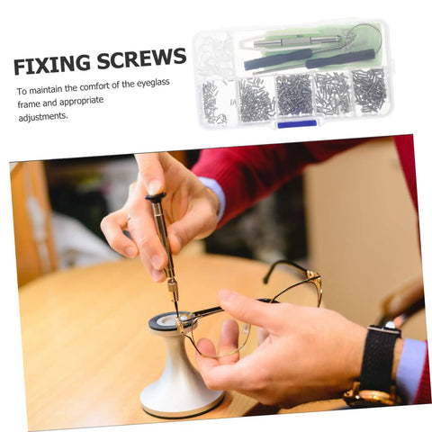 On The Go Eyeglass Repair Kit With Screws Nose Pads And Handy Multitools used to fix glasses on table