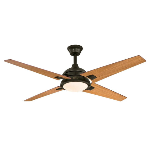 52 Inch Oil Rubbed Bronze Indoor Ceiling Fan With LED Light Kit And Opal Frosted Glass, Free Floating Blade Bracket, Four Reversible Blades