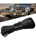 Off Road Ready Synthetic Winch Rope Kit One Quarter Inch By Fifty Feet 10000 Lbs Towing Strength, in use with SUV