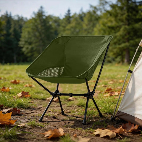 Ultra Lightweight Folding Camp Chair With Carry Bag For Outdoor Travel Beach Picnic Festival Grab And Go 2.5 Pound Portable Backpacking Seat Green Easy Setup Sturdy Frame For Any Outdoor Adventure on grass.