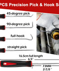 Precision pick and hook set from Trim Removal Tool Set With Pick And Clip Remover, 4PCS steel picks for auto repair.