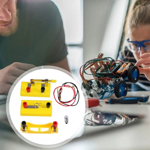 Hands On Light Bulbs In Series Electrical Science Kit For Primary Students Learn Basic Circuits With A Simple Circuit Experiment Set In A Portable Storage Box For Classroom Or Home Projects items with children assembling a circuit robot.