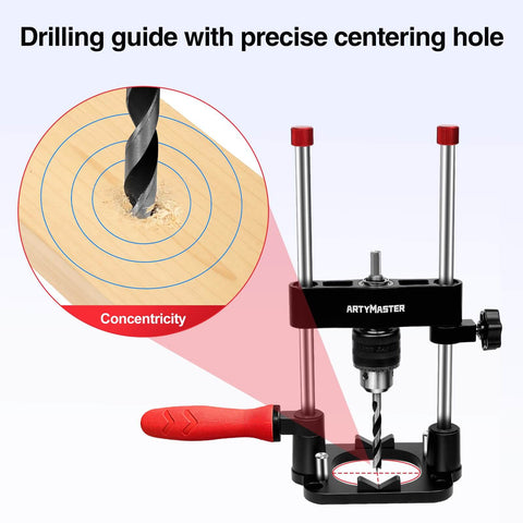 Portable Drill Guide For Straight Holes With Precision Drilling Jig And Chuck Key Attachment Converts Handheld Drilling To Drill Press Level Accuracy For Woodworking Projects Delivers Stable Pro Grade Holes Without Rework with focus on drilling guide and bit