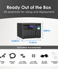 Heavy Duty Eight Bay Network Attached StorageCrafted As A Top Shelf Badass Rig Powered By Intel Atom C5125 Octa Core Processor 8.86x12.59x11.53 inches.