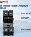 Driver Side Master Power Window Switch Replacement For VW Jetta, Passat, Golf, GTI, Rabbit, CC with labeled buttons