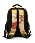 Back view of Scarf Horned Ram Print Unisex Backpack With Large Capacity, durable polyester, adjustable straps, breathable design
