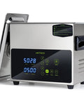 No Fuss One Touch Ultrasonic Cleaner With Heating Feature And Deep Clean Cycle A 3L Tank Eco Savvy Wash Unit front view with display.