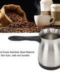 All In One Electric Turkish Coffee Maker With 600ml Capacity, Multifunction Espresso Tea Milk Pot, stainless steel, black handle