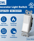 Single Pole Decorator Light Switches 20 Pack Rocker Paddle Wall Switches 15A 120/277V On Off Interrupter UL Listed White