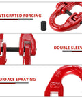 Close-up of 4 Pack G80 Alloy Steel Hammerlock Coupling Links showing integrated forging, double sleeve, and surface spraying.