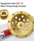 7 Inch PCD Grinding Cup Wheel with 9 Segments for Epoxy Thinset Glue and Concrete Floor Surface Coating Removal on 5/8-11 Threaded Shank