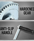 Close-up of Rugged Manual Hand Winch For 1000 To 1200 Lbs Load Capacity with hardened gear and anti-slip handle.