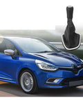 Upgrade Your Ride With This Slick Car Gear Knob For Clio 4 Made From Tough Raw Materials Perfect For 5 Speed Stick Shift Handles That Won't Fade Or Warp Over Time Giving You A Cool And Durable Control Experience While Driving Like A Local. black leather 5-speed gear shift knob with boot for Clio 4