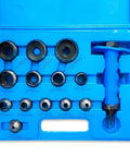 14 Piece Hole Punch Set With Hollow Punch Kit From Three Sixteenths Inch To One And Three Eighths Inch in blue case