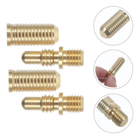 Heavy Duty Copper Billiard Cue Joint Screws 2 Sets Built Like A Tank Pool Extension Connectors close-up view showing precision threads.