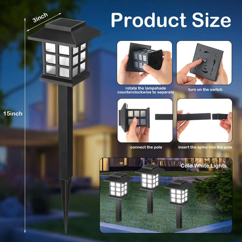 20 Pack Solar Pathway Lights For Outdoors, Waterproof LED Landscape Lighting with house shape and easy install, cold white glow