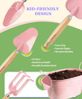8 Piece Kids Gardening Set With Real Metal Tools Metal Basket And Tote Gloves Watering Can Shovels Rake Ergonomic Handles