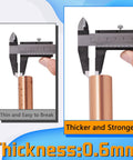 Vernier caliper measuring copper HVAC service tube thickness 0.6 mm (front view)