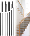 Top Shelf 30 Pack Of 44 Inch Wrought Iron Balusters With Badass Satin Black Finish straight spindles for staircase railing.