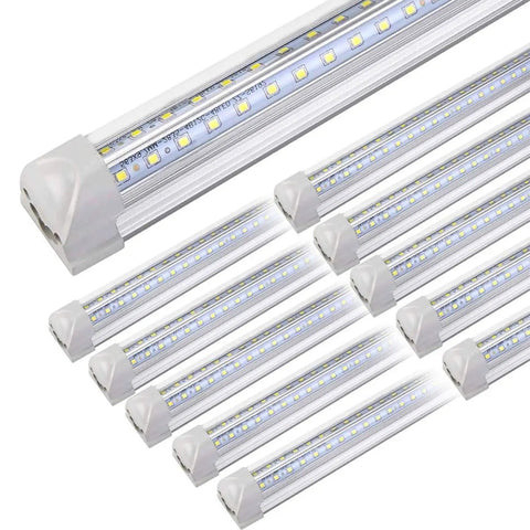 10Pack 4Ft LED Shop Light 50W 8000LM 6500K Linkable T8 Tube With Clear Cover for workshop, warehouse, and basement use