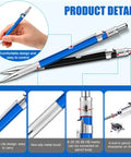 Pro Grade Welding Pencil Set With 2 Welder Pencils And 48 Round Refills 2.0 Millimeter Tips close-up of pencil features