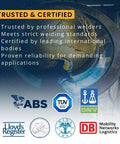 All Position MIG Welding Wire 0.030 Inch, 10 Lb Spool, Copper Coated ER70S-6 Solid Wire, trusted certifications logos, welding scene