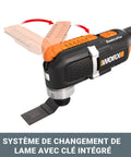 20V Cordless Multi Tool With Variable Speed And Adjustable Angles, Powerful Cutter Sander Scraper Grinder For Wood Tile Metal, Lightweight DIY Workhorse That Knocks Out Projects Like A Champ Without Battery - close up of blade change system