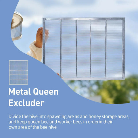 Durable Metal Queen Excluder for 8 Frame Beehives 2 Pack Beekeeping Equipment held up against sky