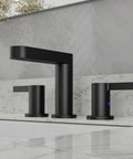 Matte Black 8 Inch Widespread Bathroom Faucet For 3 Hole Sink With Pop Up Drain And Water Supply Lines No Fuss Quick Install