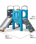 Vintage Style Outdoor Kids Playset With Climber And Slide For Backyard Adventures Featuring A Climbing Wall and Slide, dimensions shown