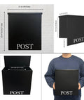 Beefy Outdoor Wall Mount Mailbox Black Weatherproof Mailbox With Big Capacity And Easy Install dimensions and size display