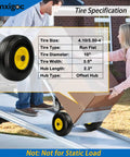 Person using hand truck with 10 Inch Solid Tire And Wheel For Hand Trucks Garden Wagons Carts And Dollies, 4.10/3.50-4 Size