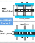 Self Centering Dowel Jig For Woodworking And DIY Projects With Precision Drill Guide And Step Drill Bushings tool sizes shown