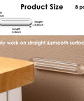 Straight Up Tough Wall Bumpers Eight Piece Pack Rock Solid Adhesive 2.4x0.6x0.2 inch clear bumpers mounted on smooth surface.