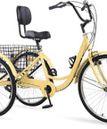 Oversized Bike Seat Backrest With Memory Foam Cushion Super Comfy Universal Fit For Most Seat Posts Easy Install On Tubed Saddles Great For Long Rides And Pain Relief During Extended Rides And Daily Commutes on yellow tricycle, rear view