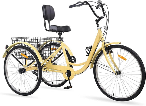Oversized Bike Seat Backrest With Memory Foam Cushion Super Comfy Universal Fit For Most Seat Posts Easy Install On Tubed Saddles Great For Long Rides And Pain Relief During Extended Rides And Daily Commutes on yellow tricycle, rear view