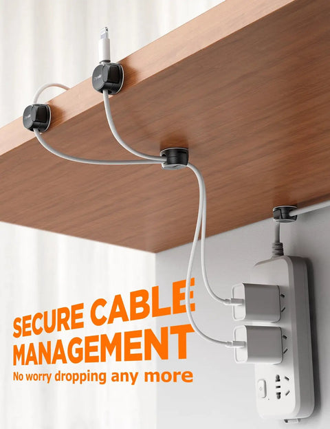 Easy Cord Organizer With Dual Spring And Clasp Cable Clips for max secure hold on under desk setup managing charging cables.