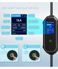 LED light display of Portable 11Kw Type2 EV Charger With Wifi App Control And Gbt Adapter showing real-time charging details.