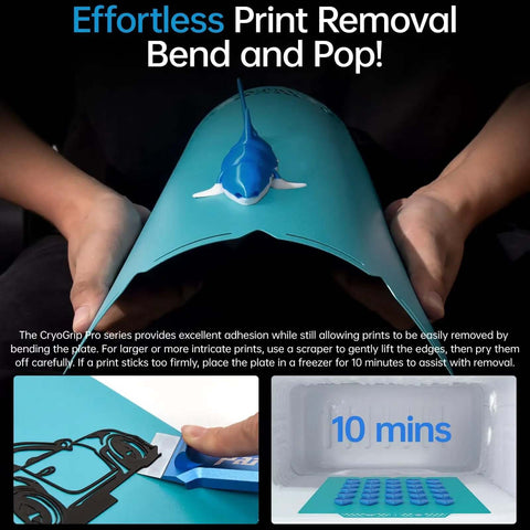 Hands bending CryoGrip Pro Glacier Build Plate for Snapmaker U1 3D Printer, flexible dual-sided removable surface