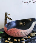 Bathroom Vessel Sink Chinese Style Art Basin Above Counter Basin Hotel Creativity Bathroom Sink Above Counter Bathroom Vessel Vanity Sink With Faucet, featuring a unique pink and black design.