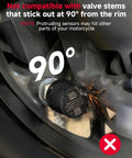 Motorcycle Tire Pressure Monitoring System 2 Pack With Wireless Sensors, Real Time Tire Pressure And Temperature Alerts, Ultra Accurate Within Two PSI And Two Degrees Celsius, Quick Update After Twelve MPH For Safer, Smoother Rides On The Road, not compatible with 90° valve stems