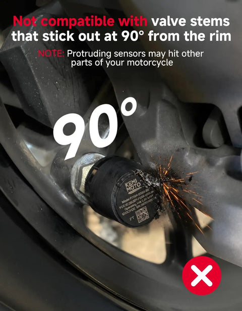 Motorcycle Tire Pressure Monitoring System 2 Pack With Wireless Sensors, Real Time Tire Pressure And Temperature Alerts, Ultra Accurate Within Two PSI And Two Degrees Celsius, Quick Update After Twelve MPH For Safer, Smoother Rides On The Road, not compatible with 90° valve stems