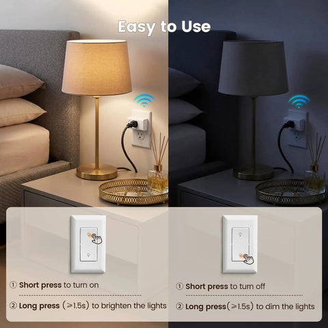 Gotta Love This Dimmer Plug With Remote Control For Lamps And Table Lights showing smart switch and lamp setup for easy use.