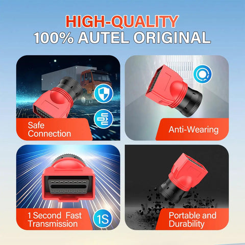 9Pin J1939 Male To 16Pin OBD2 Female Diagnostic Adapter For Heavy Duty Trucks And Commercial Vehicles, multiple views