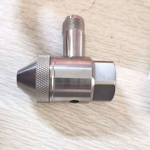 Waterjet IDE II Diamond Cutting Head Assembly, .013, silver metal finish, side view.