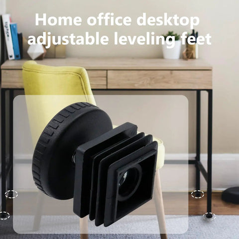 Home office desktop adjustable leveling feet, featuring durable plastic, supports 30mm frames, great for stability and use.