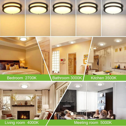 13 Inch Flush Mount LED Ceiling Light Fixture With Adjustable 2700K To 5000K Color Temperature, Dimmable for various room settings