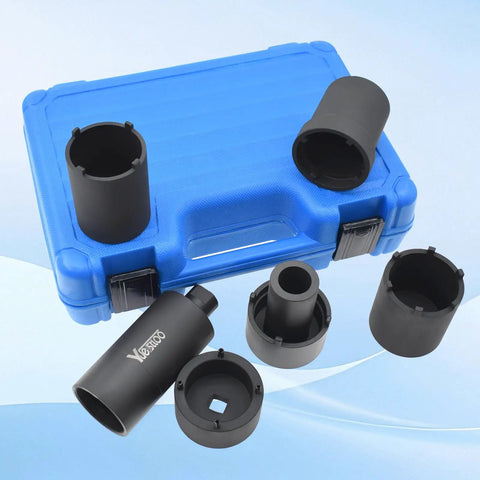 Spindle Nut Socket Tool Kit 6 Piece Set With Half Inch Drive Fits Ford Dana 44 And 80 Toyota Dodge GMC Chevrolet 4WD