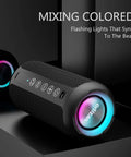 Rugged Portable Bluetooth Speaker With 24W Stereo Sound Deep Bass TWS Pairing IPX7 Waterproof 30 Hours Playtime, RGB lighting